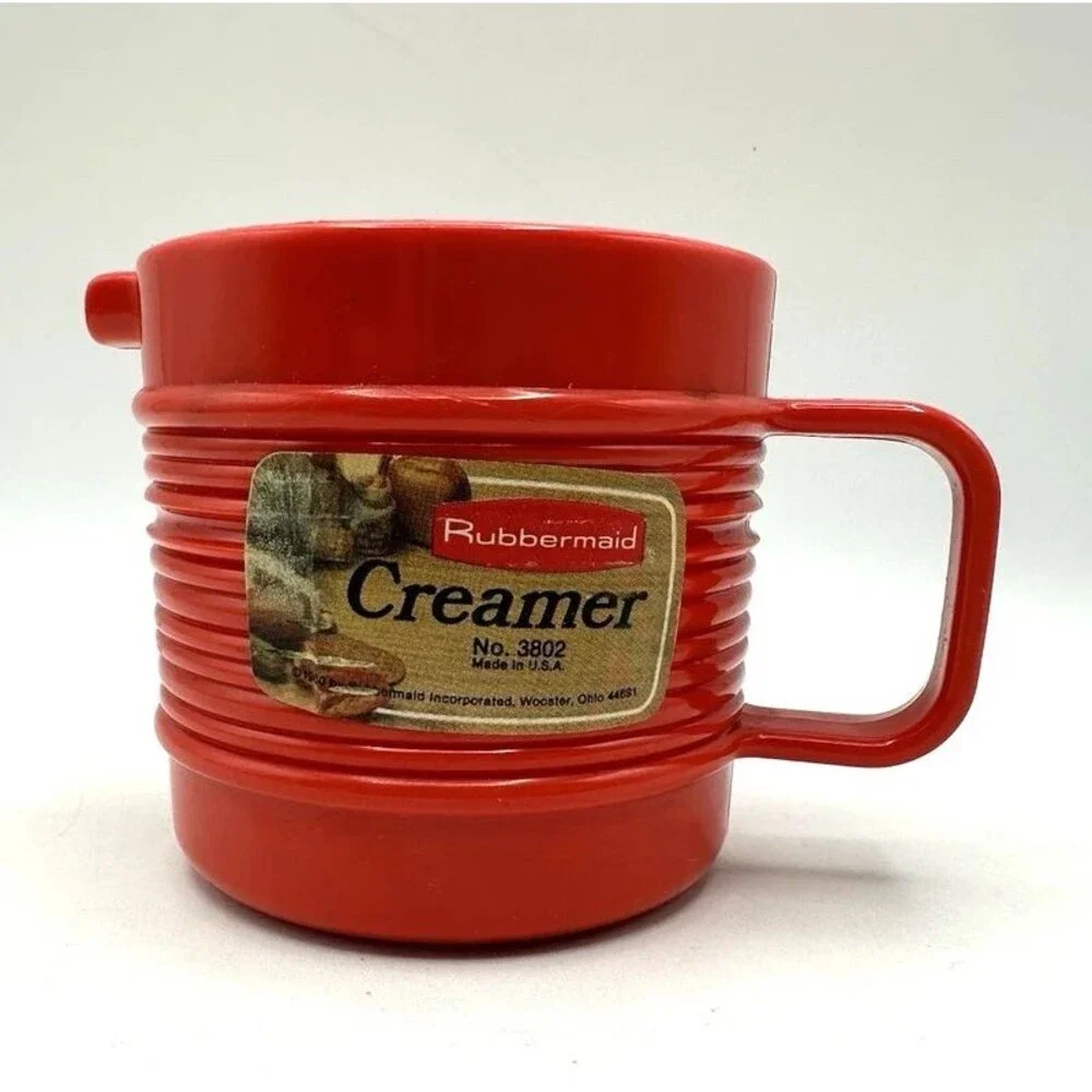 Vintage Rubbermaid Creamer Canister 3802 Red Ribbed